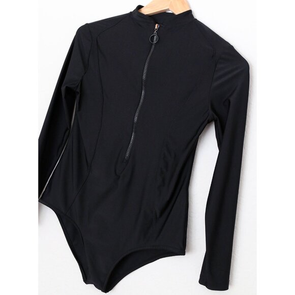 LYRA Swim Sofia One Piece Long Sleeve Black Swimsuit S Half Zip UPF 50+ Modest - Picture 13 of 14